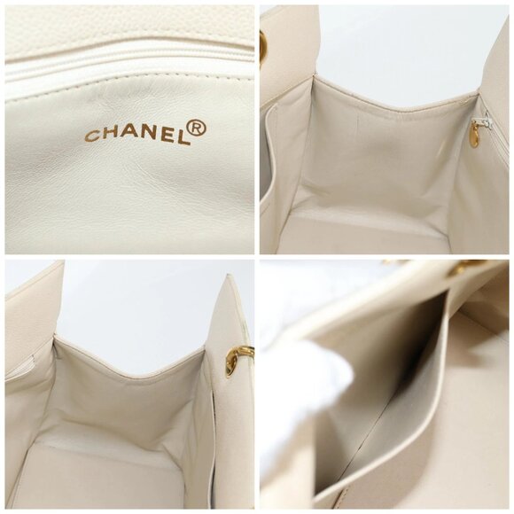 CHANEL Matelasse COCO Mark Chain Tote Bag Calf Skin Vanilla Gold CC Auth yk18012 - Picture 15 of 16